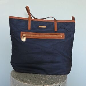Michael Kors Navy and Brown Tote Bag
